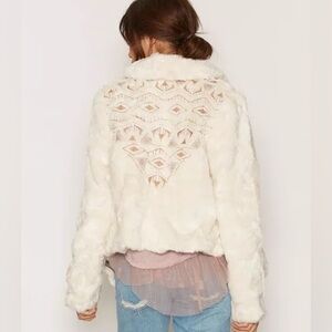 Free people embroidered cascade faux fur jacket